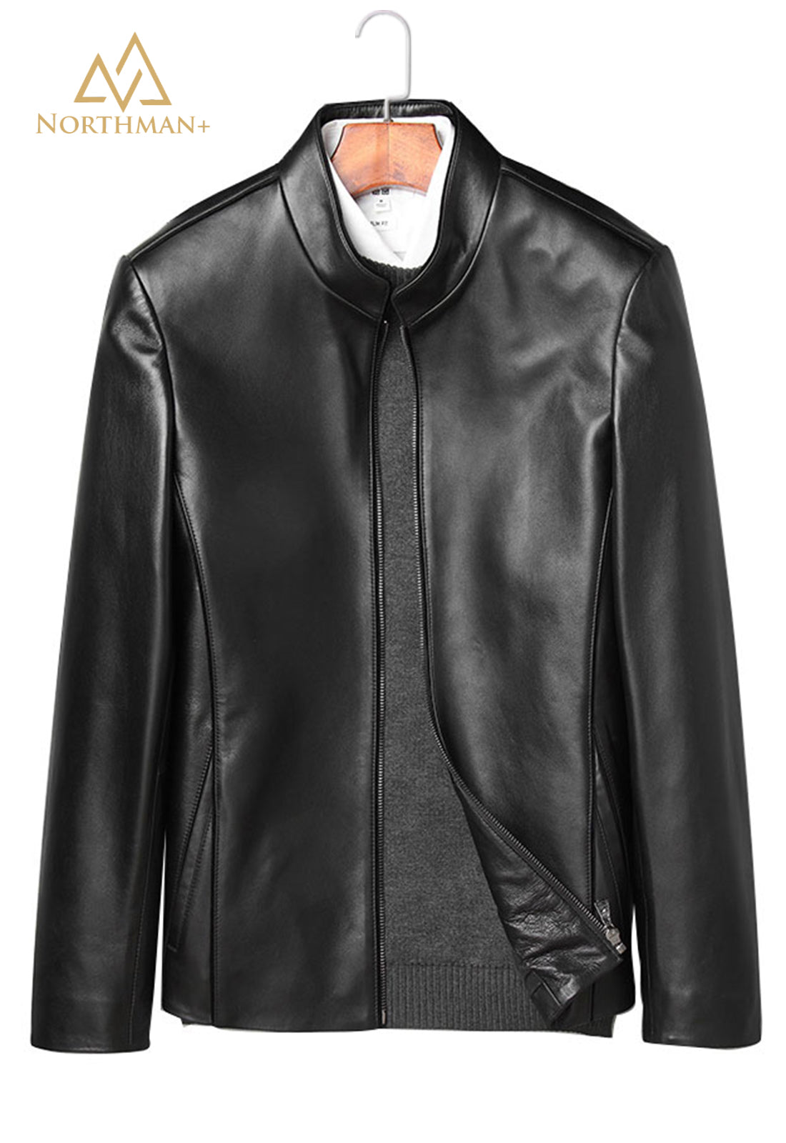 Thin leather blazer hot sale