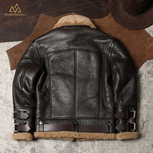 Classic B-3 Sheepskin Leather Bomber Jacket by Northman+