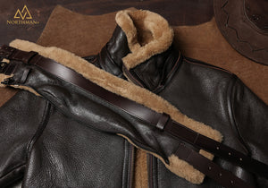 Classic B-3 Sheepskin Leather Bomber Jacket by Northman+