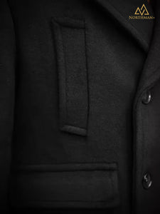 Woolen Peacoat for Men in Black