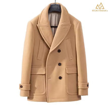 Woolen Peacoat for Men in Tan Beige