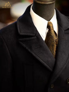 Woolen Peacoat for Men in Black