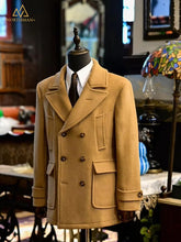 Woolen Peacoat for Men in Tan Beige