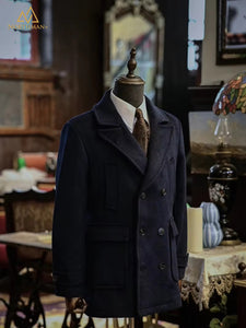 Woolen Peacoat for Men in Dark Navy