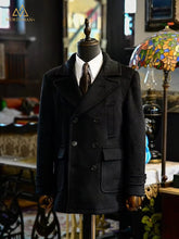 Woolen Peacoat for Men in Black