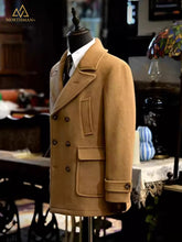 Woolen Peacoat for Men in Tan Beige