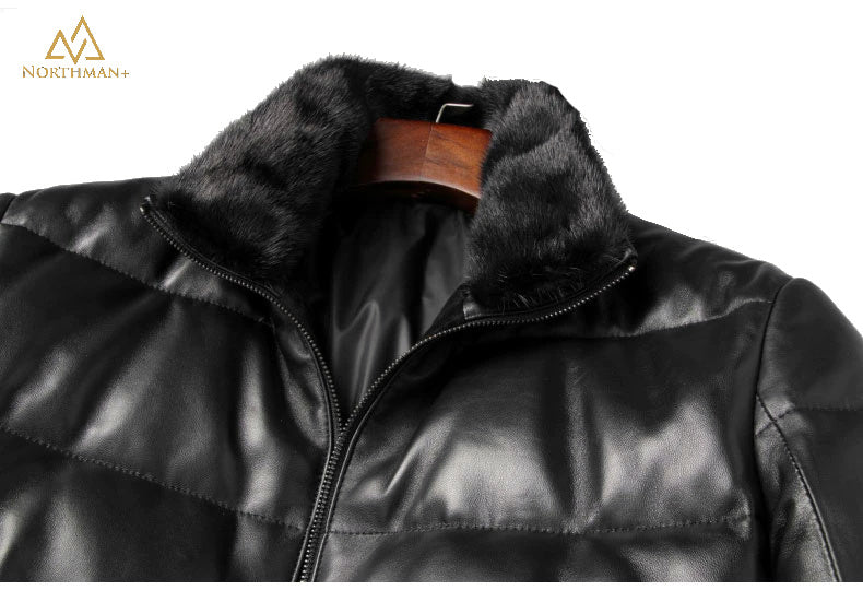 Genuine on sale leather puffer